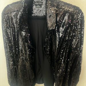 City Chic Sparkling Black Sequin Blazer sz 18
